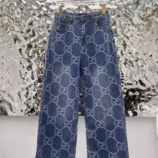 「#4797」Gucci logo jacquard straight jeans