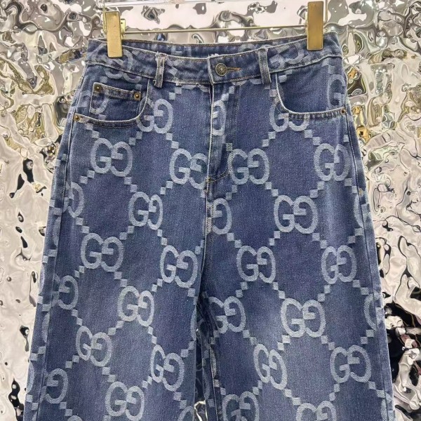 Gucci logo jacquard straight jeans