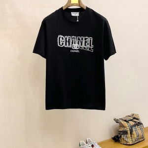 「#4803」CHANEL cotton logo embroidered T-shirt