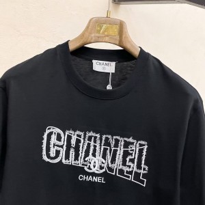 「#4803」CHANEL cotton logo embroidered T-shirt