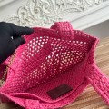 「#4836」chloe spring and summer new style SUMMER BANANA dopamine color rose red pure handmade straw woven ba