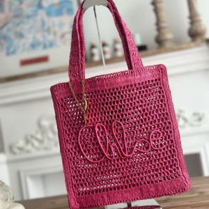 「#4836」chloe spring and summer new style SUMMER BANANA dopamine color rose red pure handmade straw woven ba