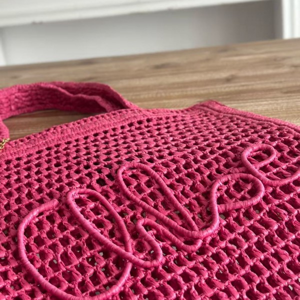 chloe spring and summer new style SUMMER BANANA dopamine color rose red pure handmade straw woven ba