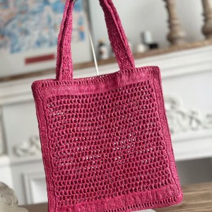 「#4836」chloe spring and summer new style SUMMER BANANA dopamine color rose red pure handmade straw woven ba