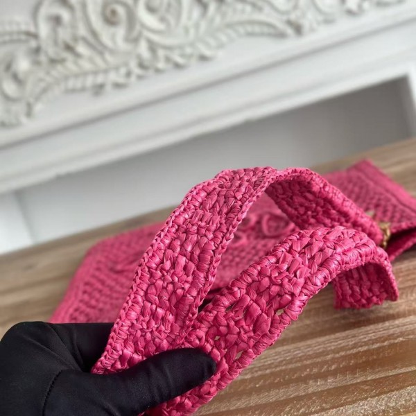 chloe spring and summer new style SUMMER BANANA dopamine color rose red pure handmade straw woven ba
