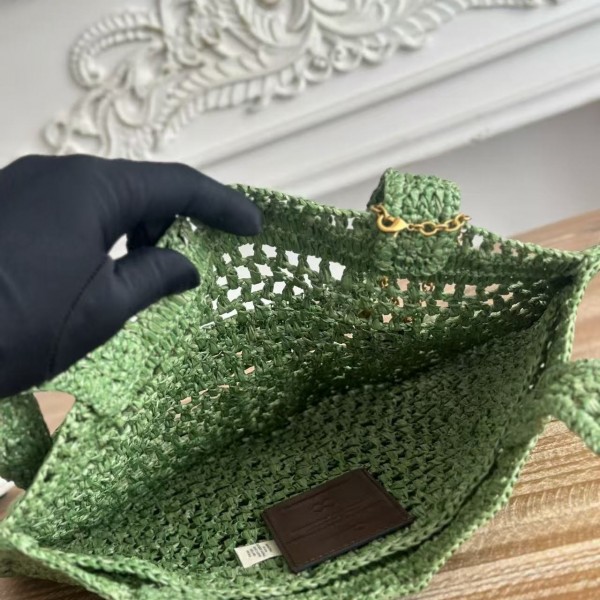 chloe spring and summer new style SUMMER BANANA dopamine color green pure handmade straw woven bag S