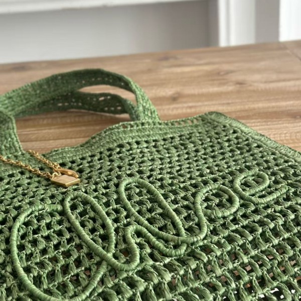 chloe spring and summer new style SUMMER BANANA dopamine color green pure handmade straw woven bag S