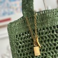「#4837」chloe spring and summer new style SUMMER BANANA dopamine color green pure handmade straw woven bag S