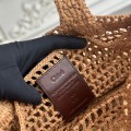 「#4838」chloe spring and summer new SUMMER BANANA dopamine color brown pure handmade straw woven bag Size: 3