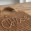 「#4838」chloe spring and summer new SUMMER BANANA dopamine color brown pure handmade straw woven bag Size: 3