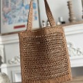 「#4838」chloe spring and summer new SUMMER BANANA dopamine color brown pure handmade straw woven bag Size: 3