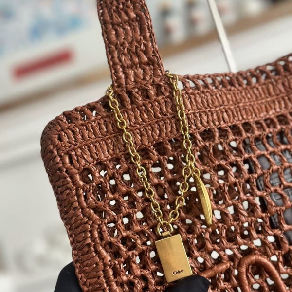 chloe spring and summer new style SUMMER BANANA dopamine color caramel color pure handmade straw wov