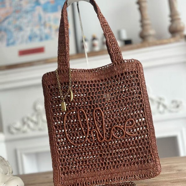 「#4839」chloe spring and summer new style SUMMER BANANA dopamine color caramel color pure handmade straw wov