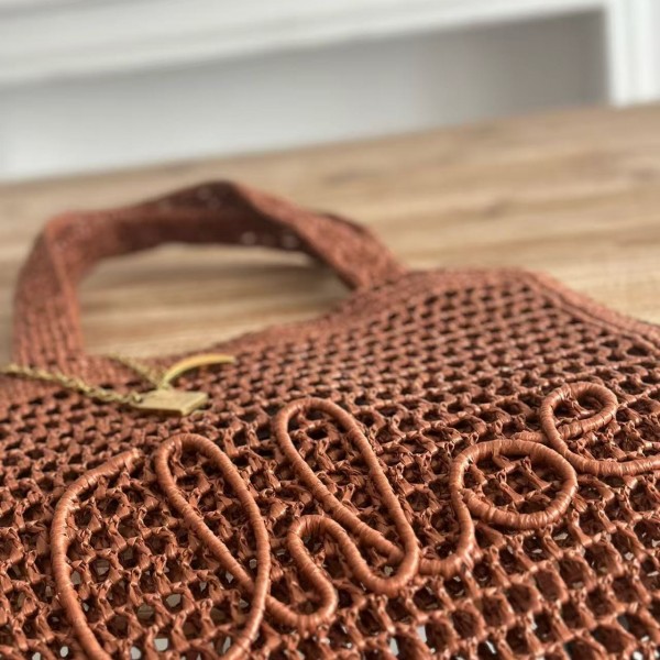 chloe spring and summer new style SUMMER BANANA dopamine color caramel color pure handmade straw wov