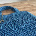 「#4840」chloe spring and summer new SUMMER BANANA dopamine color blue pure handmade straw woven bag Size: 33