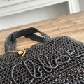 「#4841」chloe spring and summer new SUMMER BANANA dopamine color black pure handmade straw woven bag Size: 3