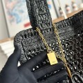 「#4841」chloe spring and summer new SUMMER BANANA dopamine color black pure handmade straw woven bag Size: 3