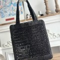 「#4841」chloe spring and summer new SUMMER BANANA dopamine color black pure handmade straw woven bag Size: 3