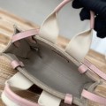 「#4842」Chloe Woody linen pure cotton canvas and glossy small dough, pink casual bag mini: 20*14*6cm