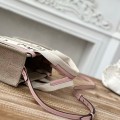 「#4843」Chloe Woody linen pure cotton canvas and glossy crust, pink casual bag Small: 26.5*20*8cm
