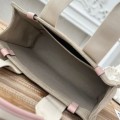 「#4844」Chloe Woody linen pure cotton canvas and glossy small dough, pink casual bag Medium size: 37*26*12cm
