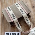 「#4844」Chloe Woody linen pure cotton canvas and glossy small dough, pink casual bag Medium size: 37*26*12cm