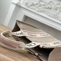 「#4845」Chloe Woody linen pure cotton canvas and glossy small dough, pink casual bag Large size: 45*33*13cm