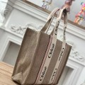 「#4845」Chloe Woody linen pure cotton canvas and glossy small dough, pink casual bag Large size: 45*33*13cm