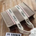 「#4845」Chloe Woody linen pure cotton canvas and glossy small dough, pink casual bag Large size: 45*33*13cm