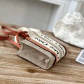 「#4846」Chloe Woody linen pure cotton canvas and glossy small dough, orange casual bag mini: 20*14*6cm