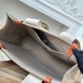 「#4848」Chloe Woody linen pure cotton canvas and glossy small dough, orange casual bag Medium size: 37*26*12