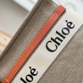 「#4848」Chloe Woody linen pure cotton canvas and glossy small dough, orange casual bag Medium size: 37*26*12