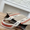 「#4849」Chloe Woody linen pure cotton canvas and glossy small dough, orange casual bag Large size: 45*33*13c