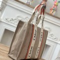 「#4849」Chloe Woody linen pure cotton canvas and glossy small dough, orange casual bag Large size: 45*33*13c
