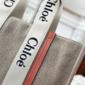 「#4849」Chloe Woody linen pure cotton canvas and glossy small dough, orange casual bag Large size: 45*33*13c