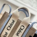 「#4850」Chloe Woody linen pure cotton canvas and glossy small dough, blue casual bag mini: 20*14*6cm