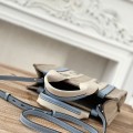 「#4851」Chloe Woody linen pure cotton canvas and glossy crust, blue casual bag Small: 26.5*20*8cm
