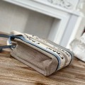 「#4851」Chloe Woody linen pure cotton canvas and glossy crust, blue casual bag Small: 26.5*20*8cm