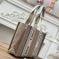 「#4853」Chloe Woody linen pure cotton canvas and glossy small dough, blue casual bag Medium size: 37*26*12cm