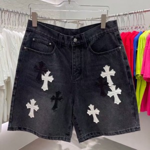 「#4866」Chrome Hearts Limited Edition Colorblock Washed Denim Shorts