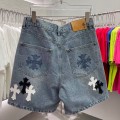 「#4867」Chrome Hearts Limited Edition Colorblock Washed Denim Shorts