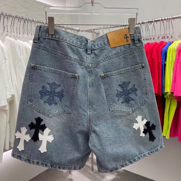 Chrome Hearts Limited Edition Colorblock Washed Denim Shorts