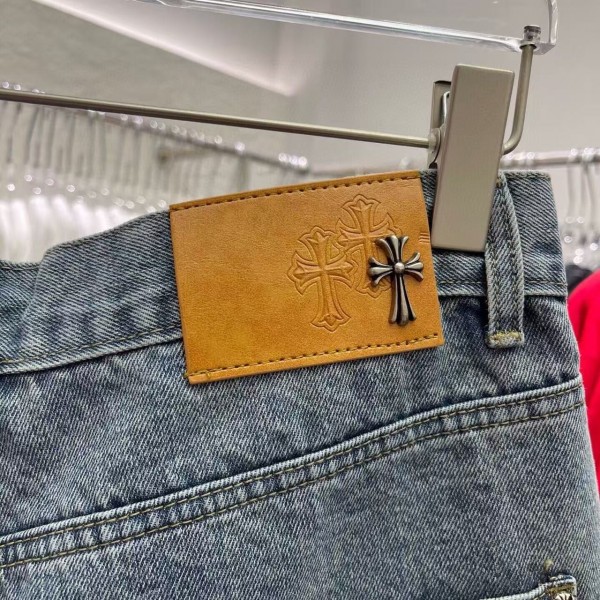 Chrome Hearts Limited Edition Colorblock Washed Denim Shorts