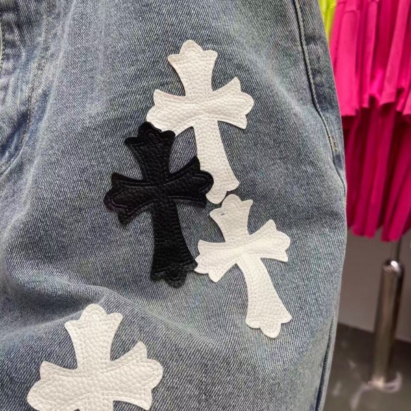 Chrome Hearts Limited Edition Colorblock Washed Denim Shorts