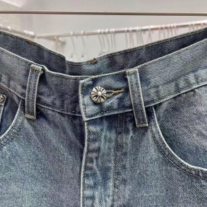 「#4867」Chrome Hearts Limited Edition Colorblock Washed Denim Shorts
