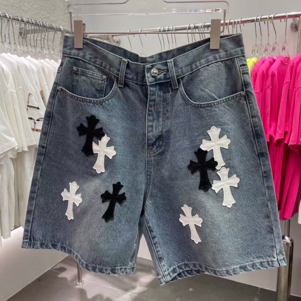 「#4867」Chrome Hearts Limited Edition Colorblock Washed Denim Shorts