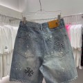 「#4868」Chrome Hearts Limited Edition Colorblock Washed Denim Shorts