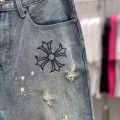 「#4868」Chrome Hearts Limited Edition Colorblock Washed Denim Shorts