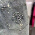 「#4868」Chrome Hearts Limited Edition Colorblock Washed Denim Shorts