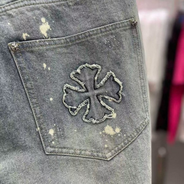 Chrome Hearts Limited Edition Colorblock Washed Denim Shorts